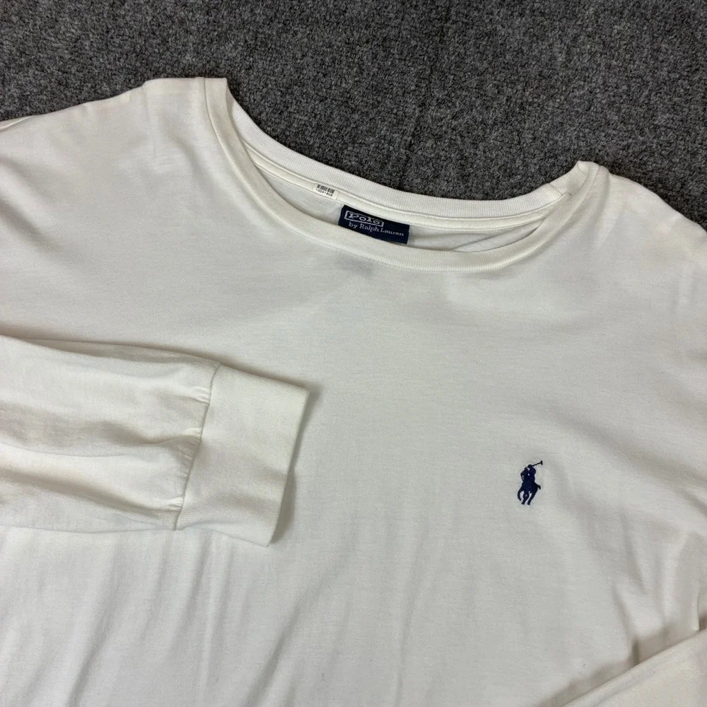 Polo Ralph Lauren Mens XXL White Long Sleeve T-Shirt Cotton Pony Logo Classic